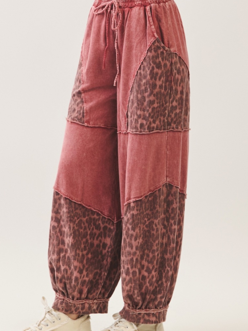 "The Terra" PANTS Terracotta Mineral Washed Leopard Cheetah Joggers
